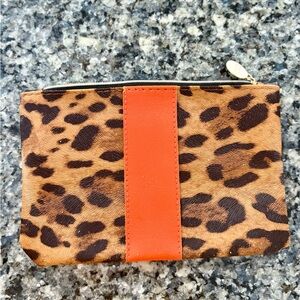 Leopard Print Pouch with Orange Accent
